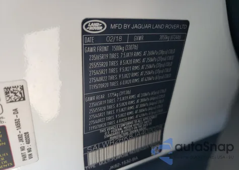 2018 Land Rover Range Rover Sport Hse z USA, uszkodzony, nr VIN SALWR2RK8JA402028